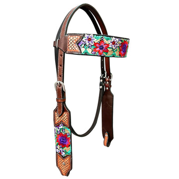 Bar H Equine Western Horse Floral Embroidery Design Genuine American Leather Tack Set